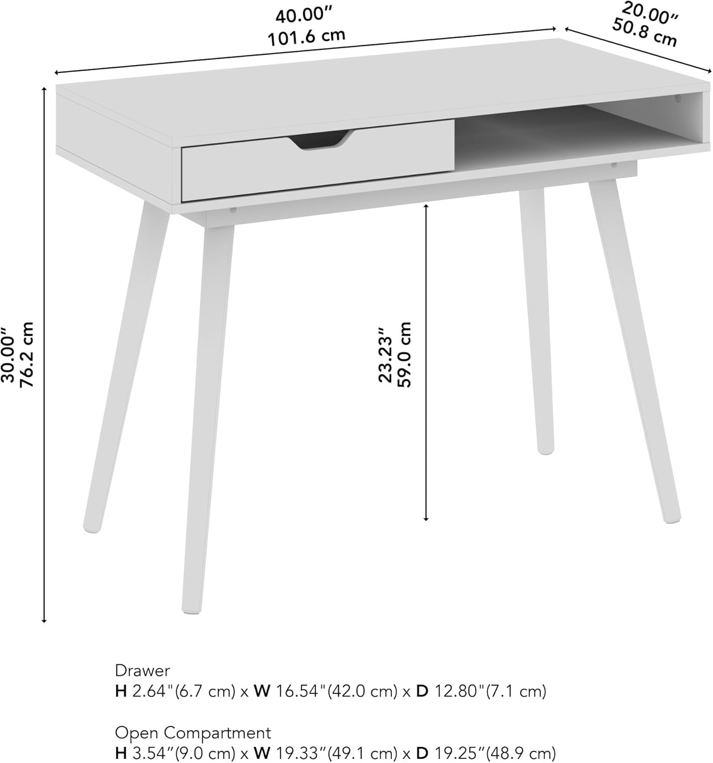 Bush Furniture Nora 40W Writing Desk in Dark Walnut | Computer Table for Home Office Workspace or Entryway