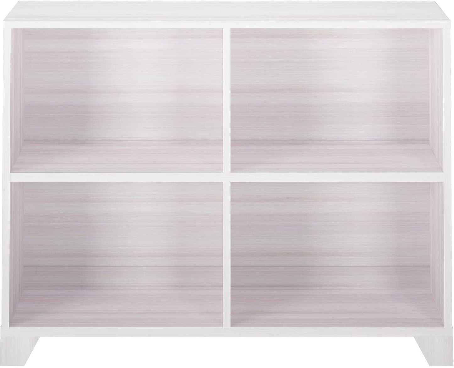 Max & Lily Modern Farmhouse 4-Shelf Bookcase, Solid Wood Bookshelves for Kids Bedroom, White Wash