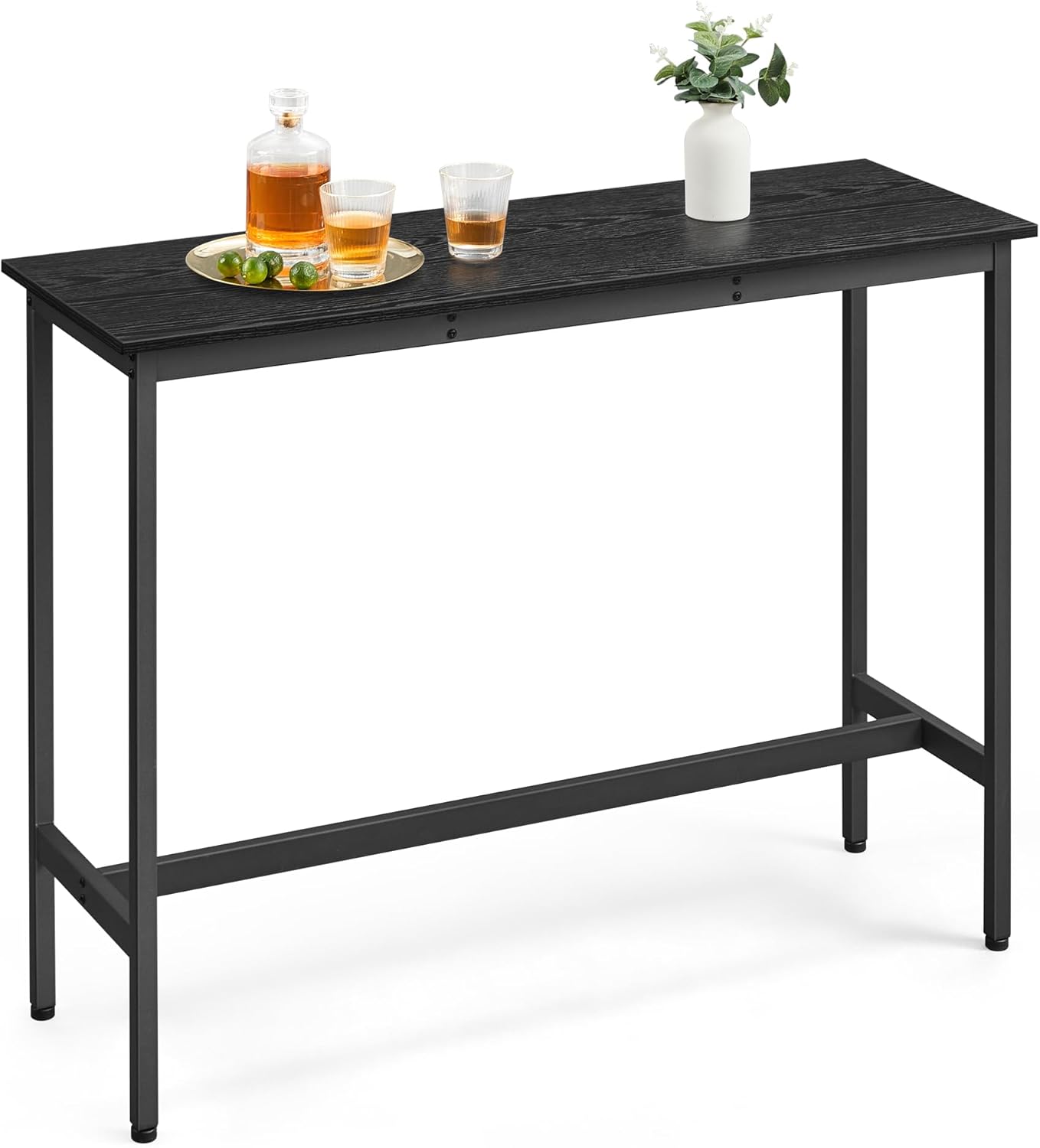 VASAGLE Bar Table, Narrow Long Kitchen Dining Table, Sturdy Metal Frame, Industrial, 15.7 x 47.2 x 35.4 Inches, Ebony Black and Ink Black ULBT120B56