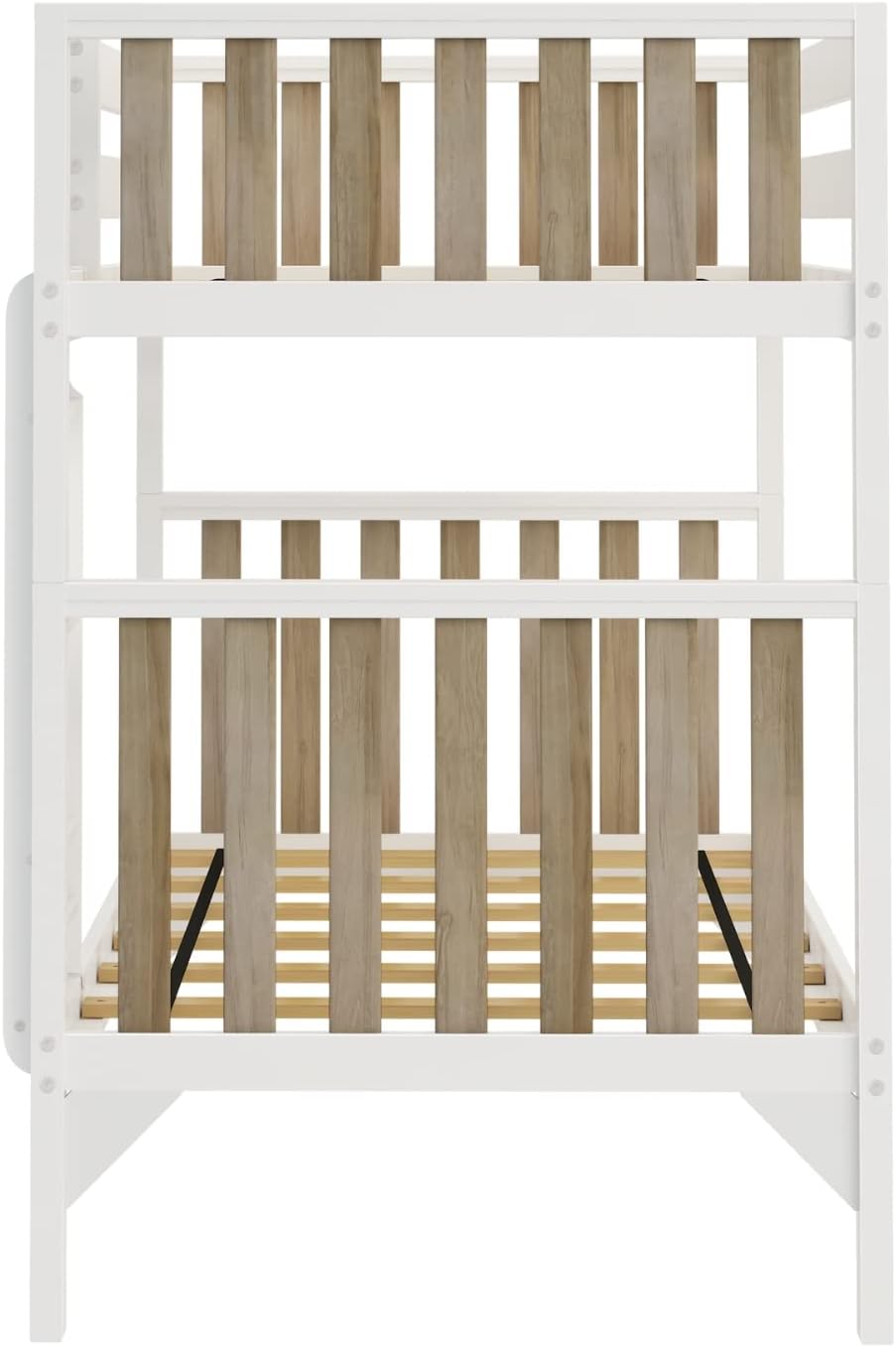 Max & Lily Bunk Bed, Scandinavian Modern Bunk Bed, Solid Wood Twin-Over-Twin Bed Frame for Kids, No Box Spring Needed, Blonde/White