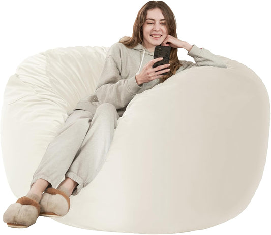 HABUTWAY Bean Bag Chair: Giant 6' Memory Foam Furniture Bean Bag Chair with Microfiber Cover - 6Ft,Beige