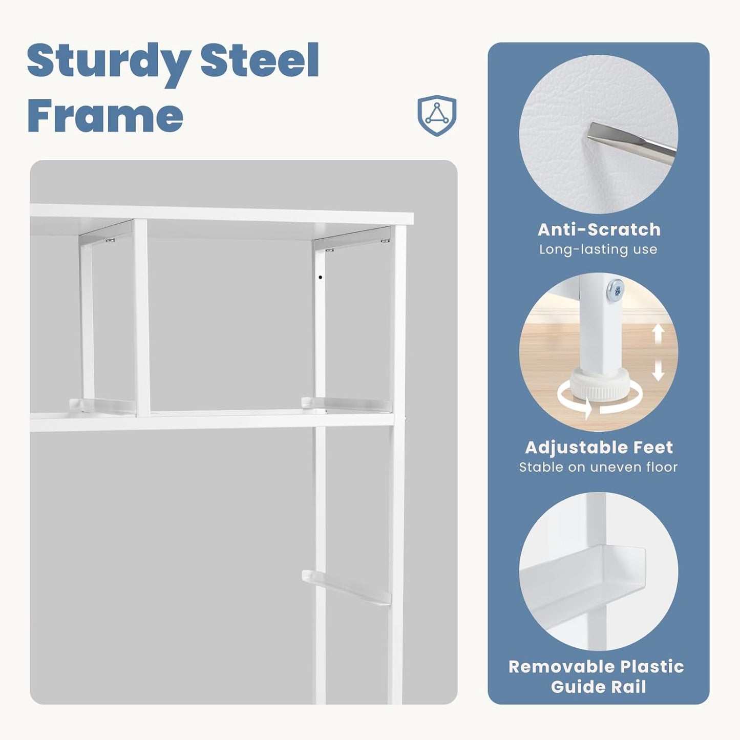 DUMOS TV Stand Dresser for Living Room Bedroom with 7 Fabric Drawer, Entertainment Center Chest Storage Organizer Units for Clothing, Closet, Cabinet, Living Room Furniture, White