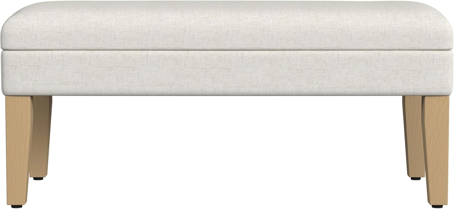 HomePop Home Decor | Upholstered Decorative Storage Ottoman Bench | Ottoman Bench with Storage for Living Room & Bedroom | Decorative Home Furniture, Cream Textured Woven