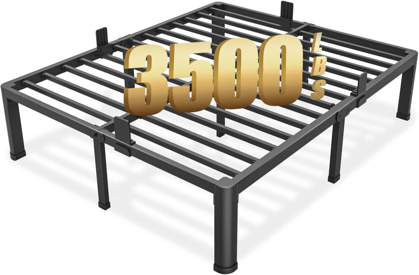 FUIOBYVV California King Bed Frame with Round Corner Edge Legs 16 inch High 3500 lbs Heavy Duty Metal Platform Bed Frame King Size No Box Spring Needed/Noise Free/Steel Slat Support/Non-Slip Black