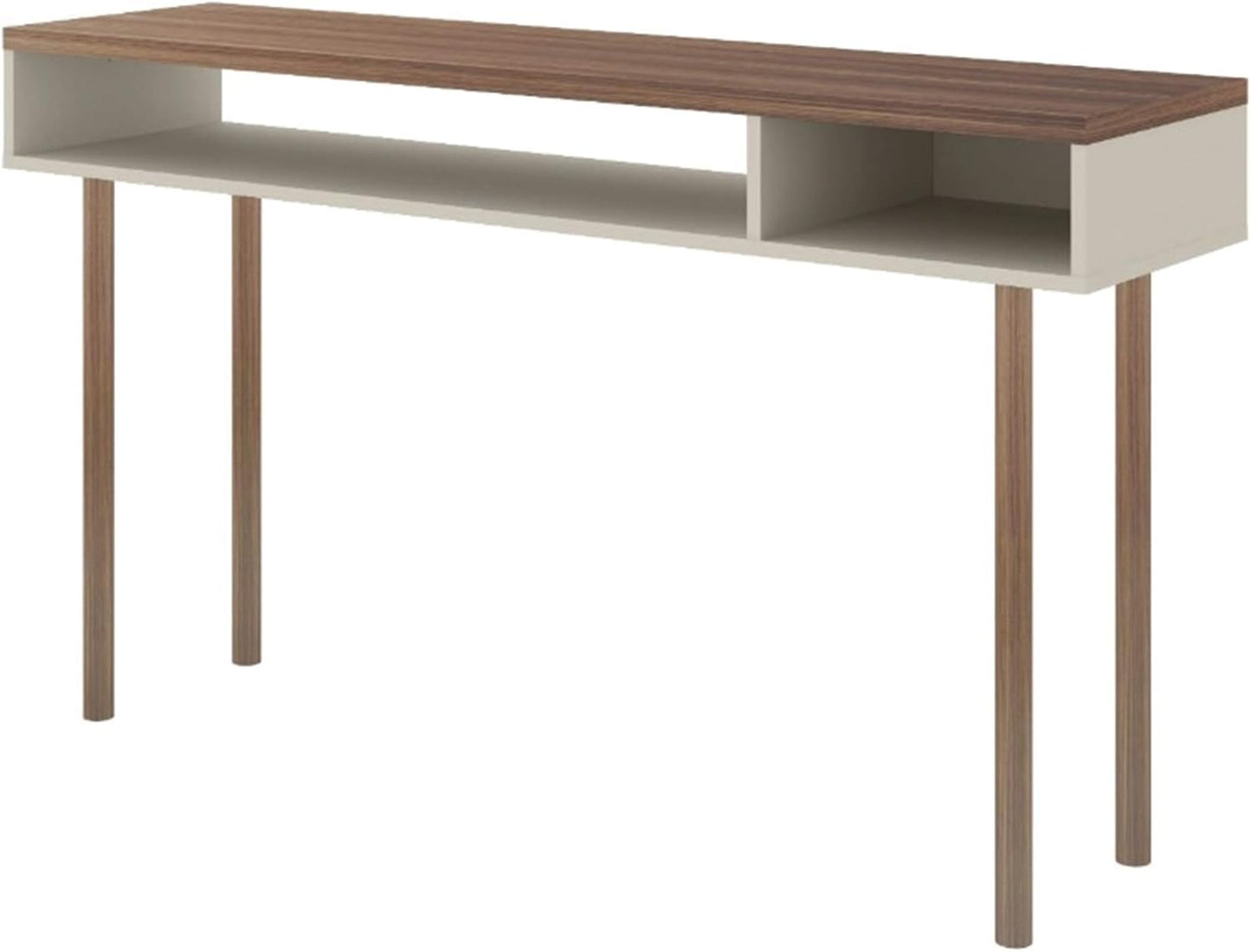 Manhattan Comfort Windsor Modern 2 Shelves Entryway Accent Console Table, 47.24", Off White and Nature