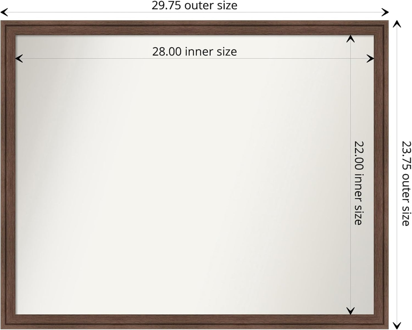 Amanti Art Brown Bathroom Mirror for Over Sink, 24x30 Florence Light Brown Rectangle Vanity Mirror, Large Casual Frame, Hangs Horizonally and Vertically, Bathroom Wall Decor, Non-Beveled Edge