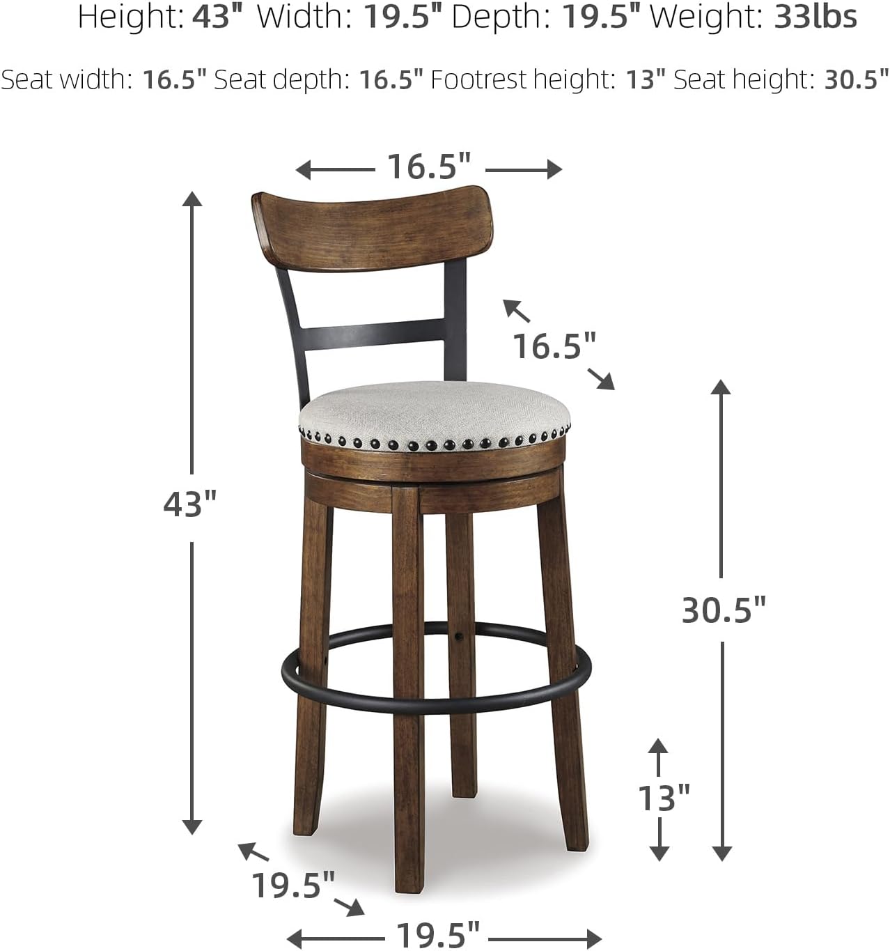 Signature Design by Ashley Valebeck 30" Farmhouse Pub Height Barstool, Brown