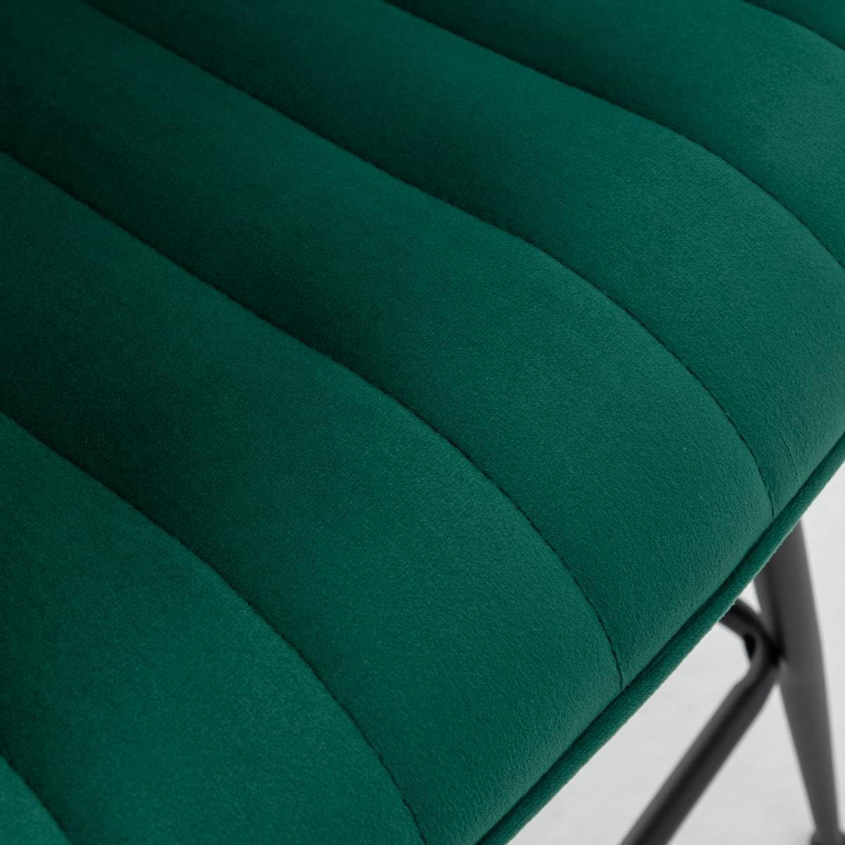 24 Inches Velvet Upholstered Island Stools, Bartools Set of 2, Fabric Counter Stools with Back, Counter Height Bar Chairs with Black Legs for Home Kitchen Island, Green.