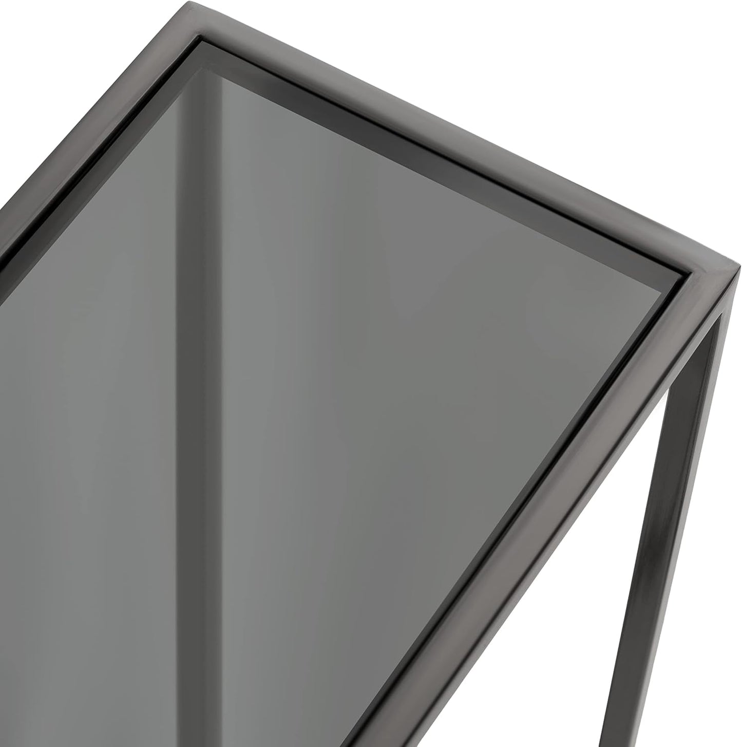 Kate and Laurel Jaspur Modern Narrow End Table, 16 x 8 x 24, Tinted Glass and Gray Metal, Decorative Contemporary Glass and Metal Side Table for Use as Bedroom Nightstand or Living Room Accent