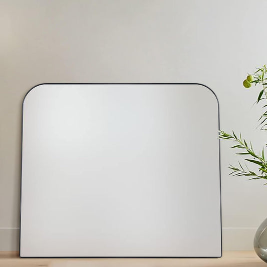 34x40'' Large Matte Black Arched Mantel Mirror Rounded Corner Wall Mirror for Bathroom, Living Room or Powder Room