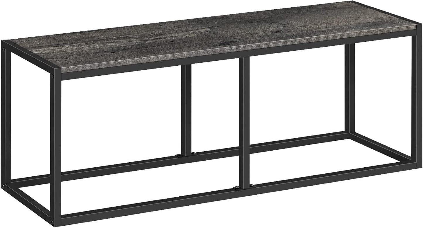 HOOBRO Dining Bench, 47.2 Inch Industrial Style Kitchen Table Bench, Steel Frame, Easy to Assemble, for Kitchen, Dining Room, Charcoal Gray and Black BC12CD01