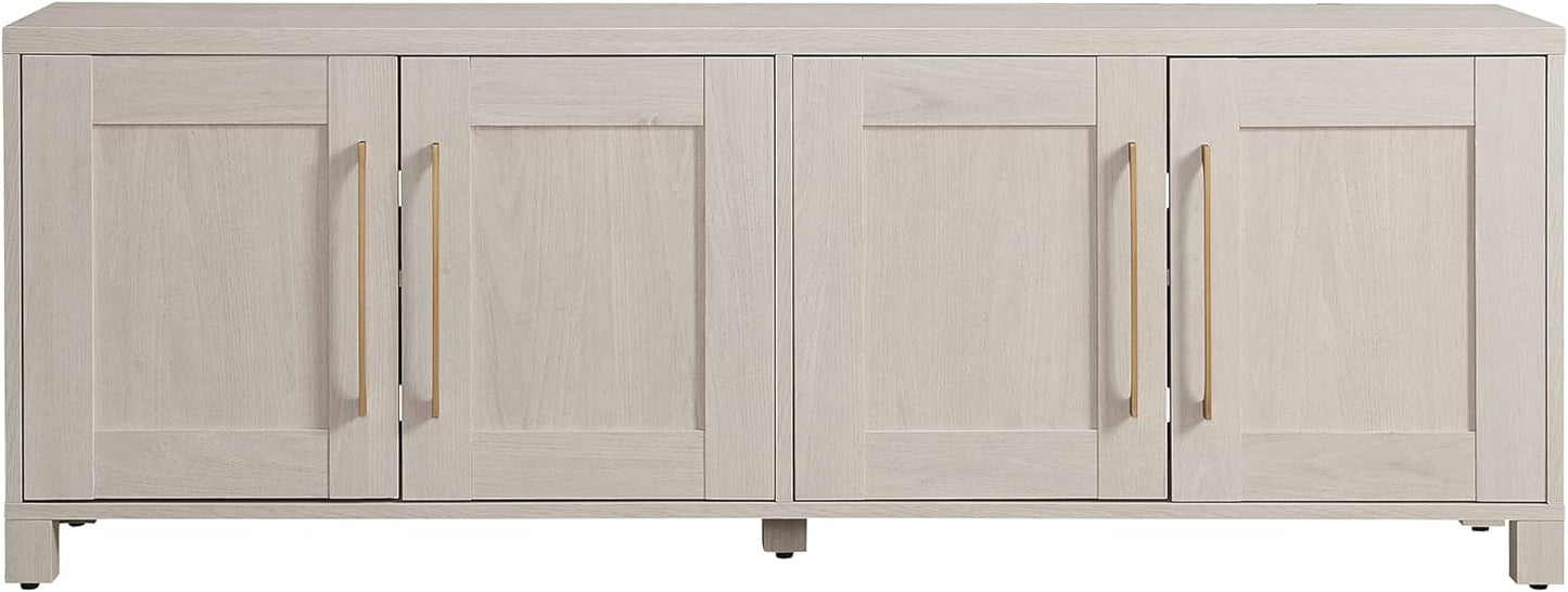 Henn&Hart Rectangular TV Stand for TV's up to 80" in Alder White, TV Stands for the Living Room