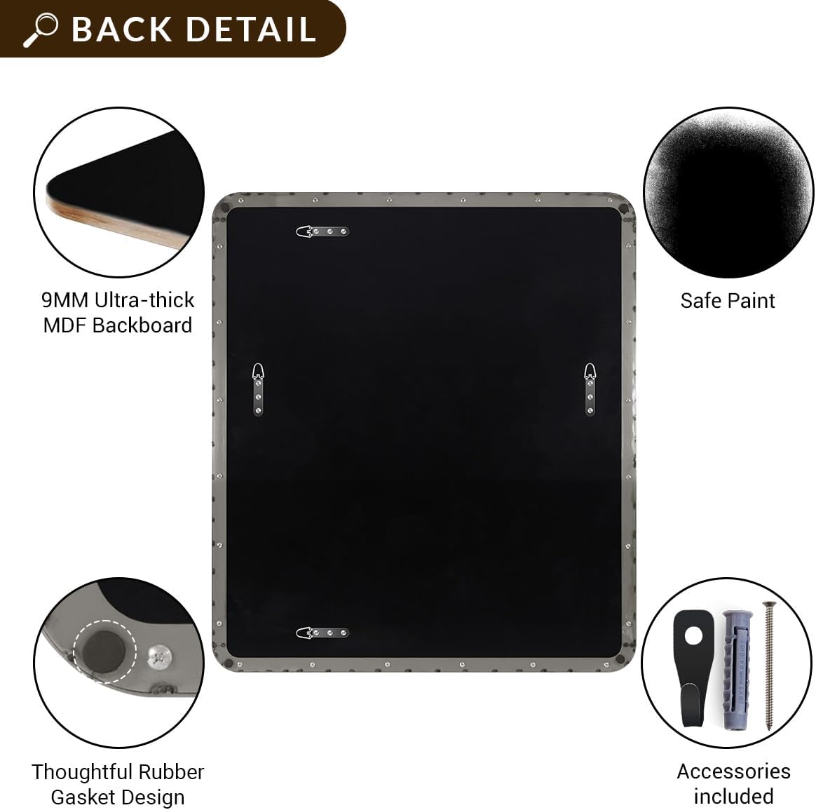 ANDY STAR Brushed Nickel Mirrors for Bathroom Sink,36x40 Inch Bathroom Vanity Mirror with Rectangular Metal Frame-Modern Clean Design with Superior Stainless Steel Frame