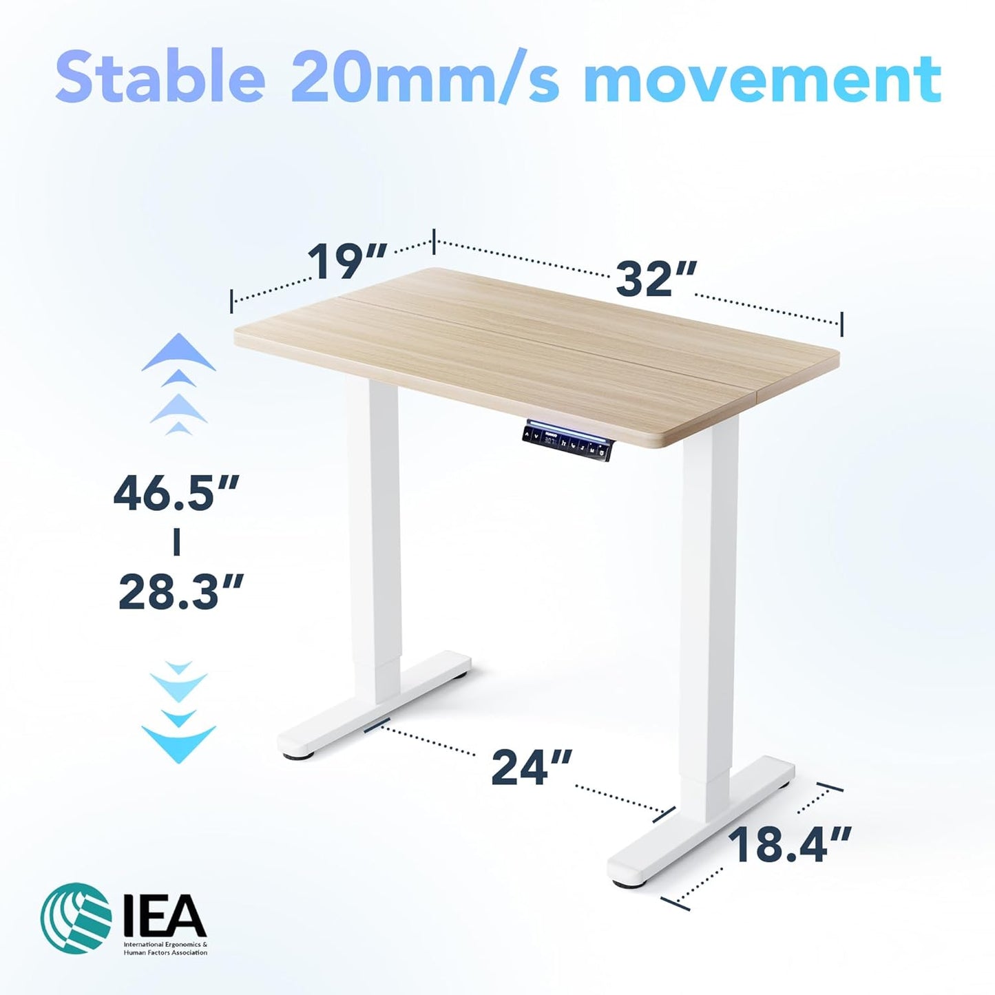 HUANUO 32 inch Electric Standing Desk with Smart APP, Alexa & Google Voice Control, Wi-Fi, Adjustable Height, 6 Memory Settings, Sedentary Reminder, Posture & Neck Care, Sit-Stand Desk, Light Walnut