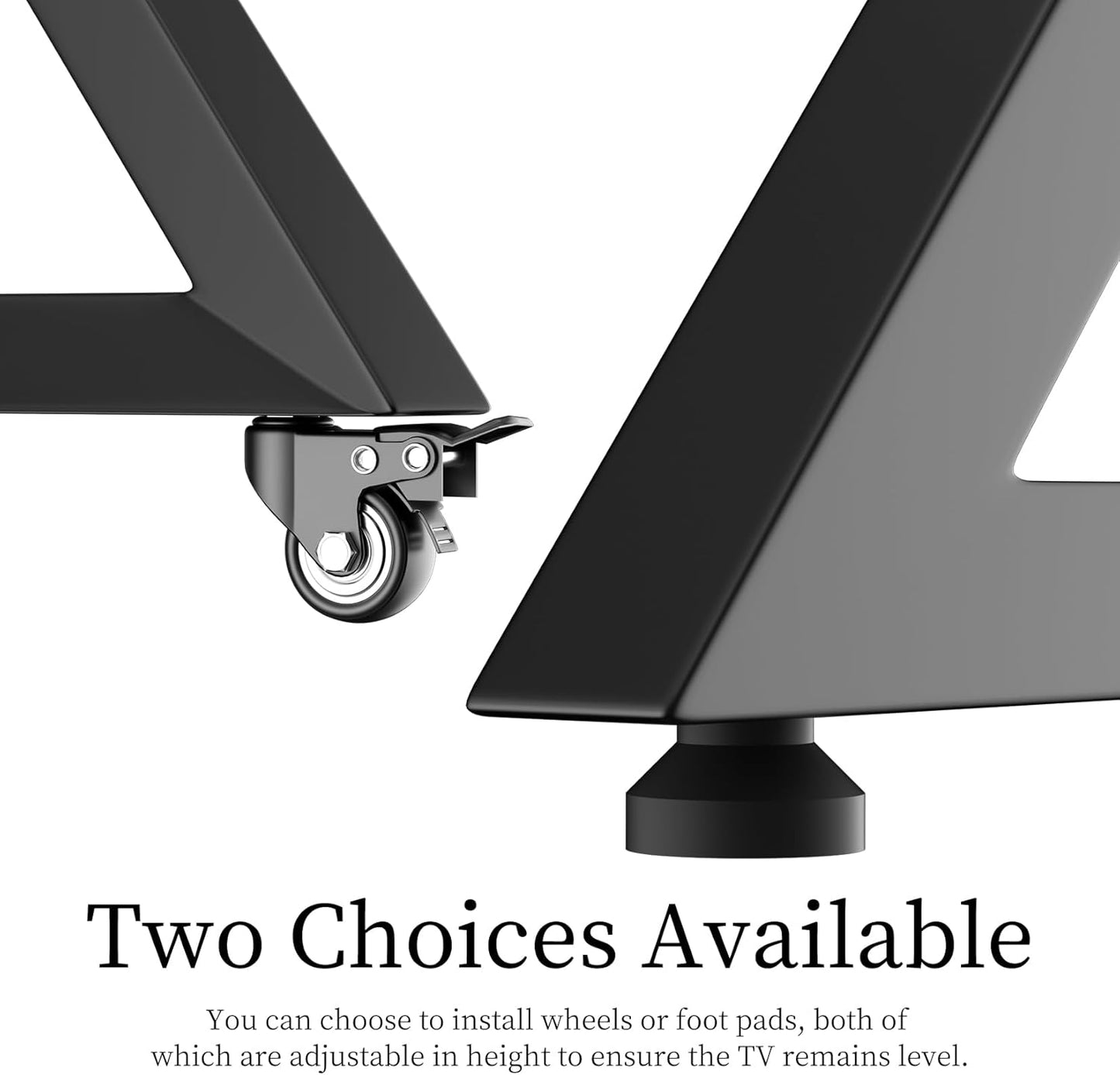 unho Mobile TV Floor Stand with Wheels Shelves for 65 to 100 inch Large LCD/LED Flat Curved Screen up to 220lbs, Adjustable Heights TV Mount Stands VESA 800x600mm, Rolling TV Stand for Bedroom Office