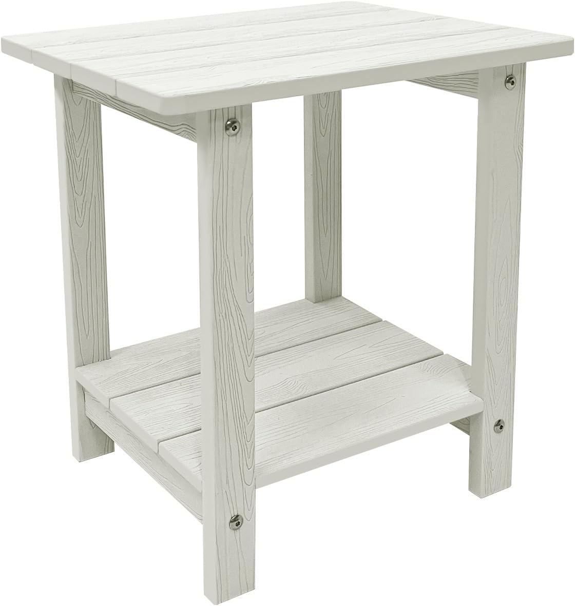 Melucivi Weather Resistant Outdoor Side Table, Double Small Adirondack Side Table for Adirondack Chair - Indoor Outdoor End Table, Patio Table for Pool, Deck and Porch (White)