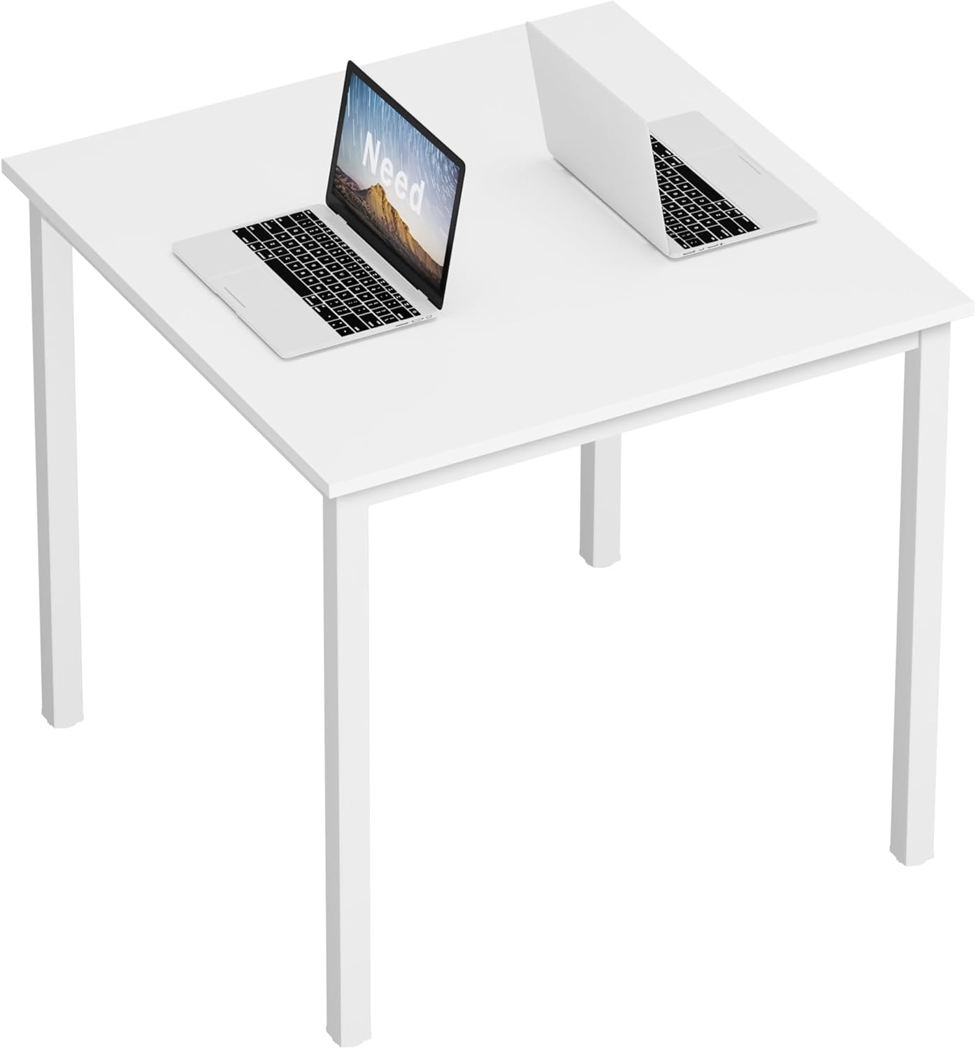 Need Small Square Dining Table- 31-1/2'' Sturdy and Heavy Duty Writing Desk for Small Spaces and Writing Table Desk Breakroom Table, White Color