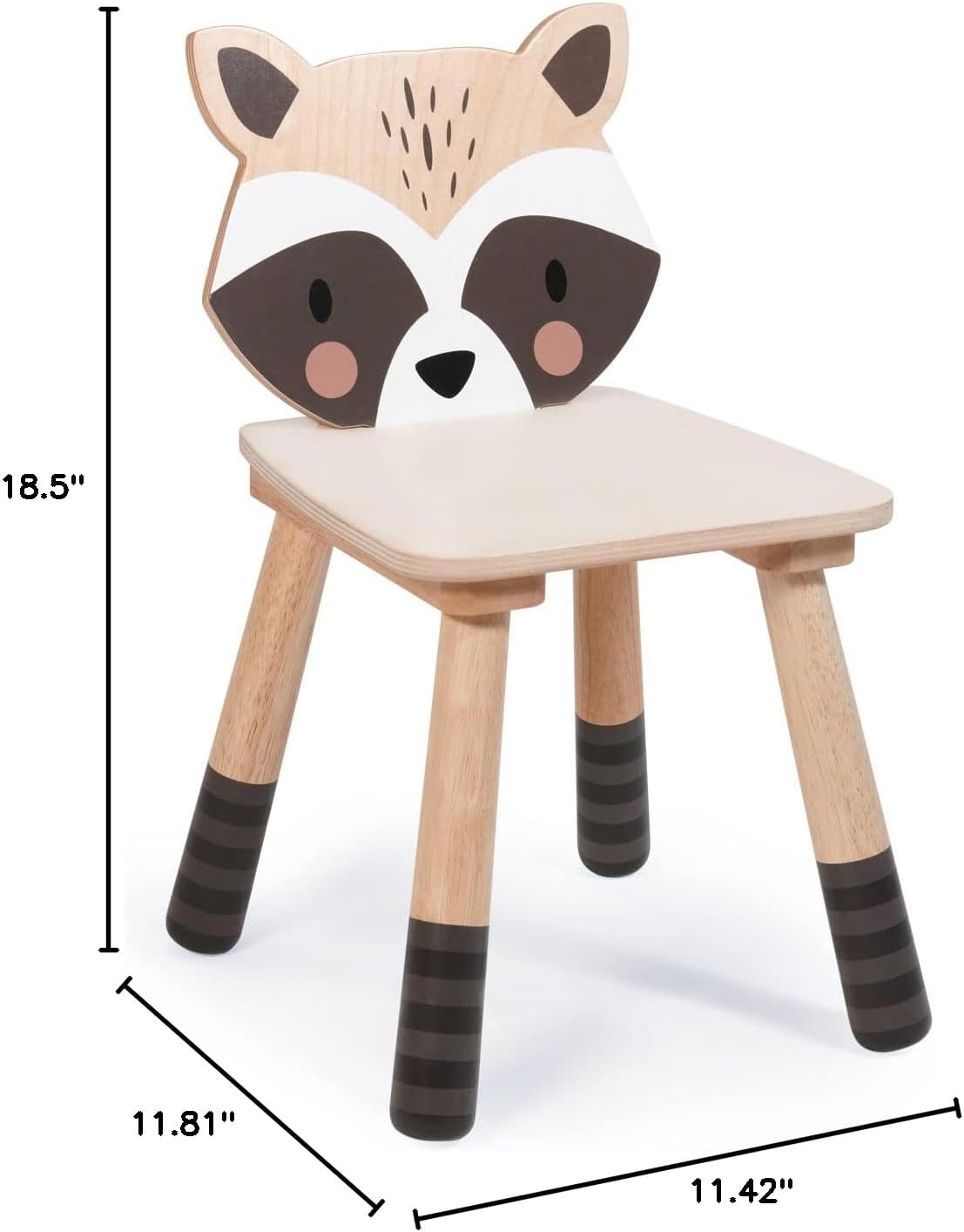 Tender Leaf Toys - Forest Raccoon Chair - Wooden Playroom Furniture for Kids - Cute and Sturdy Animal Themed Chair - Age 3+