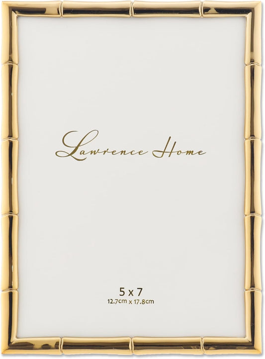 Lawrence Frames 5" W x 7" H Gold Metal Picture Frame with Bamboo Design (712257)