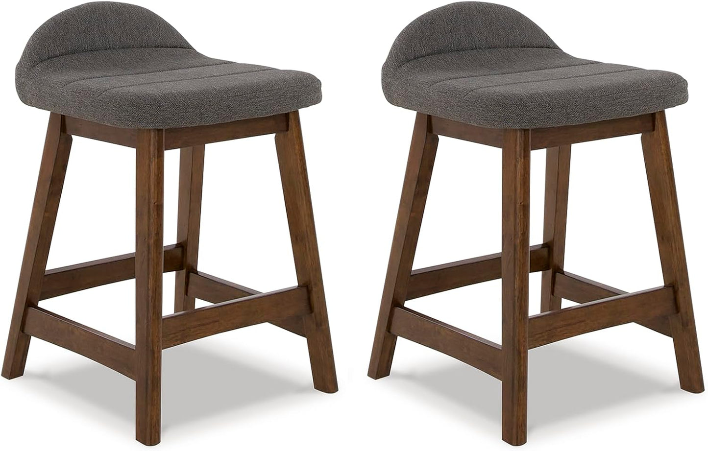 Signature Design by Ashley Lyncott Contemporary 28.5" Counter Height Upholstered Bar Stool with Foam Cushion, 2 Count, Charcoal & Brown
