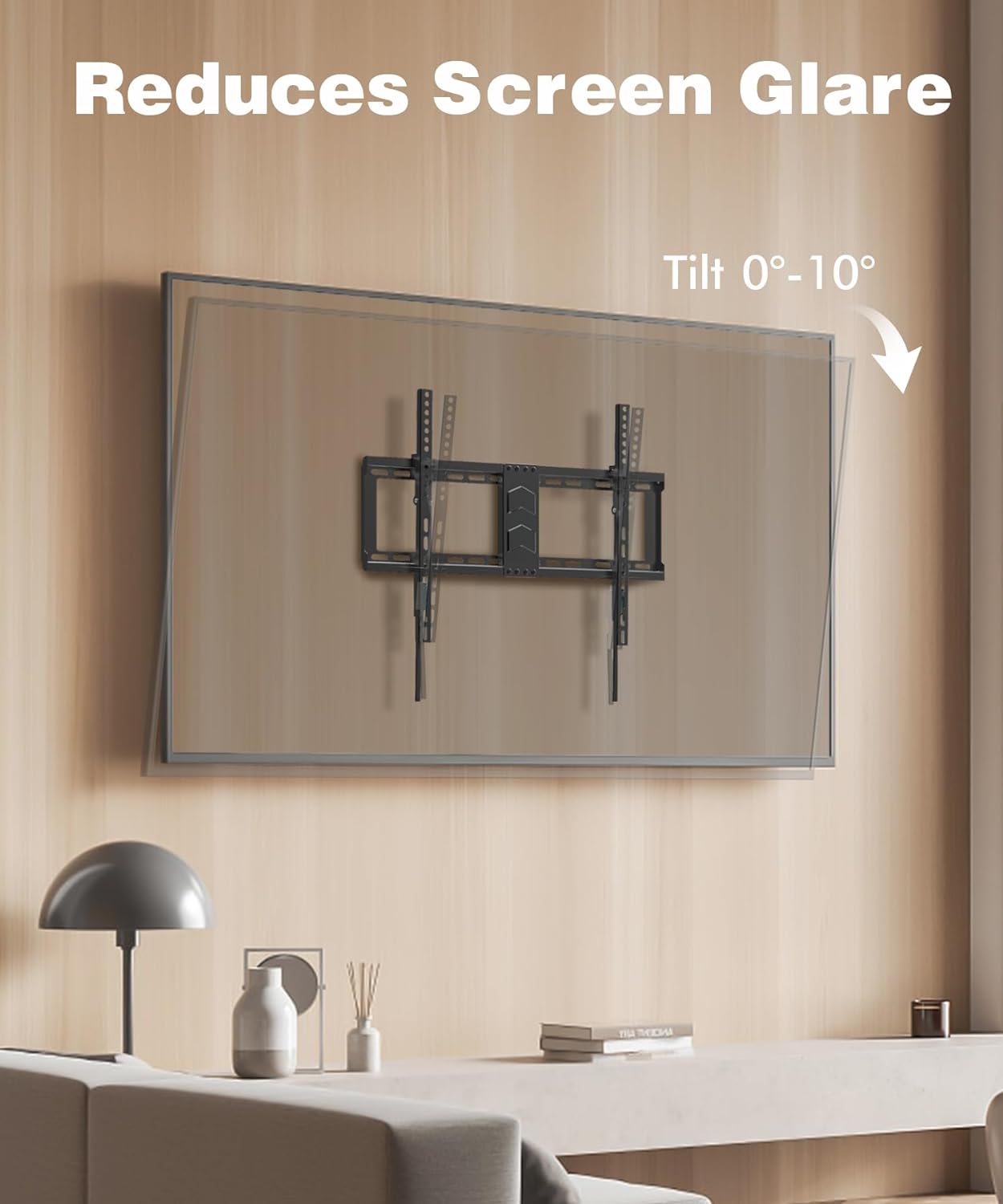 TV Wall Mount for Most 37-82 Inch, Low Profile Tilt Wall Mount TV Bracket for Flat/Curved TVs with Max VESA 600x400mm, Fits 16"-24" Studs Up to 132 lbs, Black