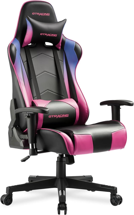 GTRACING Gaming Chair Racing Office Computer Ergonomic Video Game Chair Backrest and Seat Height Adjustable Swivel Recliner with Headrest and Lumbar Pillow Esports Chair (Colorful)