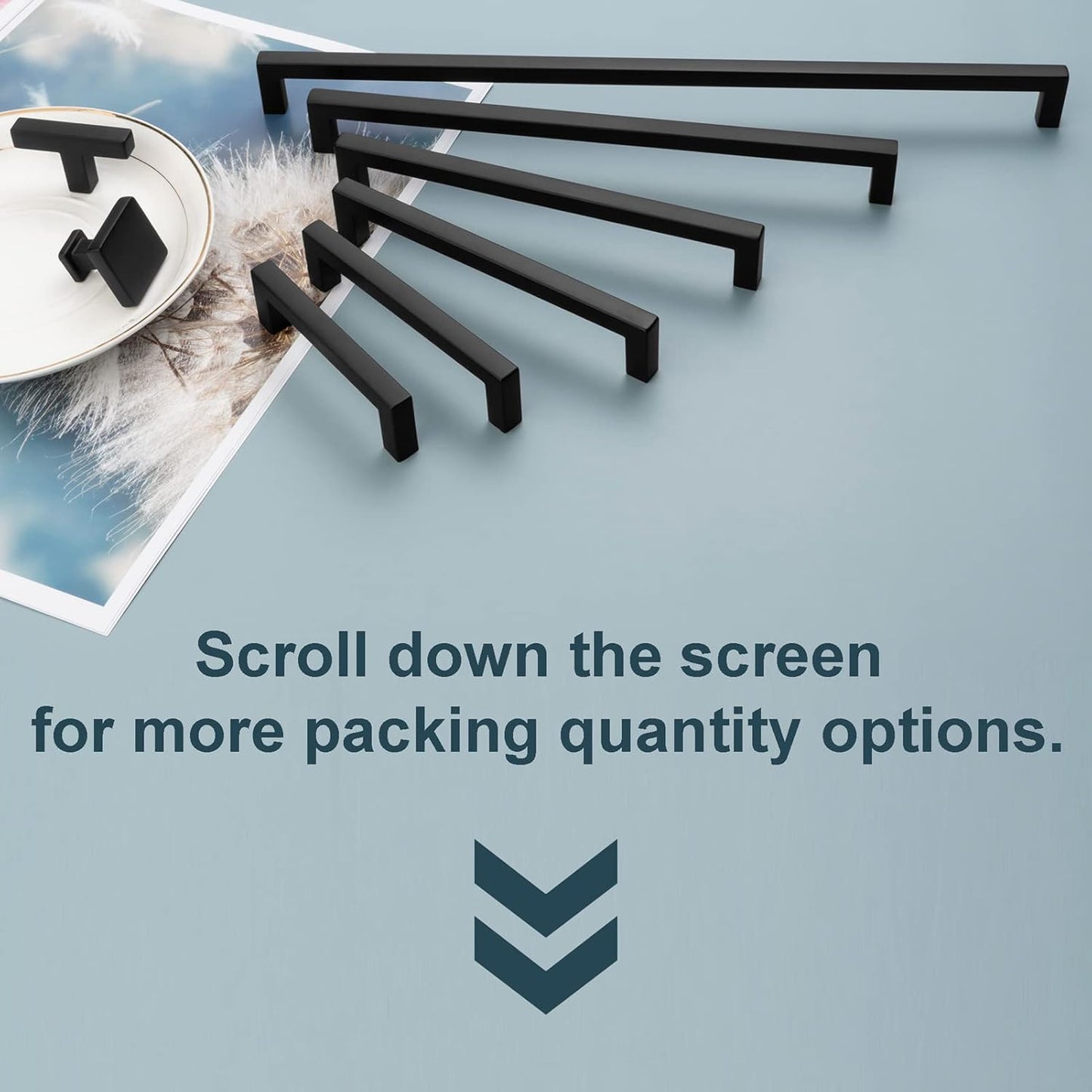 KOOFIZO Solid Square Bar Cabinet Handle - Black Furniture Pull, 6.3 Inch/160mm Screwhole Distance, 10-Pack for Kitchen Cupboard Door, Bedroom Dresser Drawer, Bathroom Wardrobe Hardware