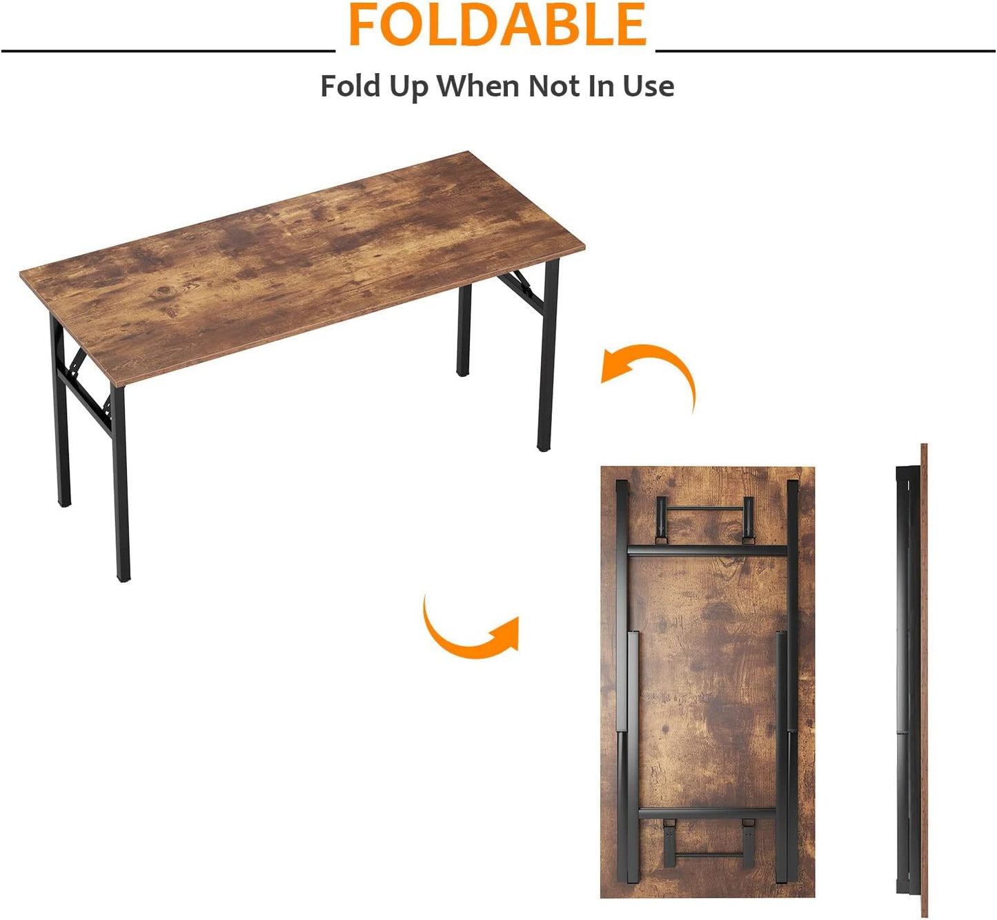 Need Office Computer Desk - 54.3L Sturdy and Heavy Duty Folding Laptop Table,Writing Table/Home Office Desk/Sewing Table,No Assembly Required (Rertro Color) AC5FB138