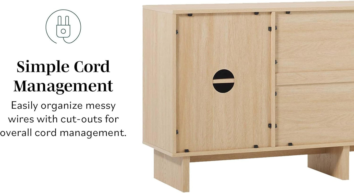 Walker Edison Modern Beveled 2-Door, 2-Drawer Sideboard, 63 Inch, Coastal Oak