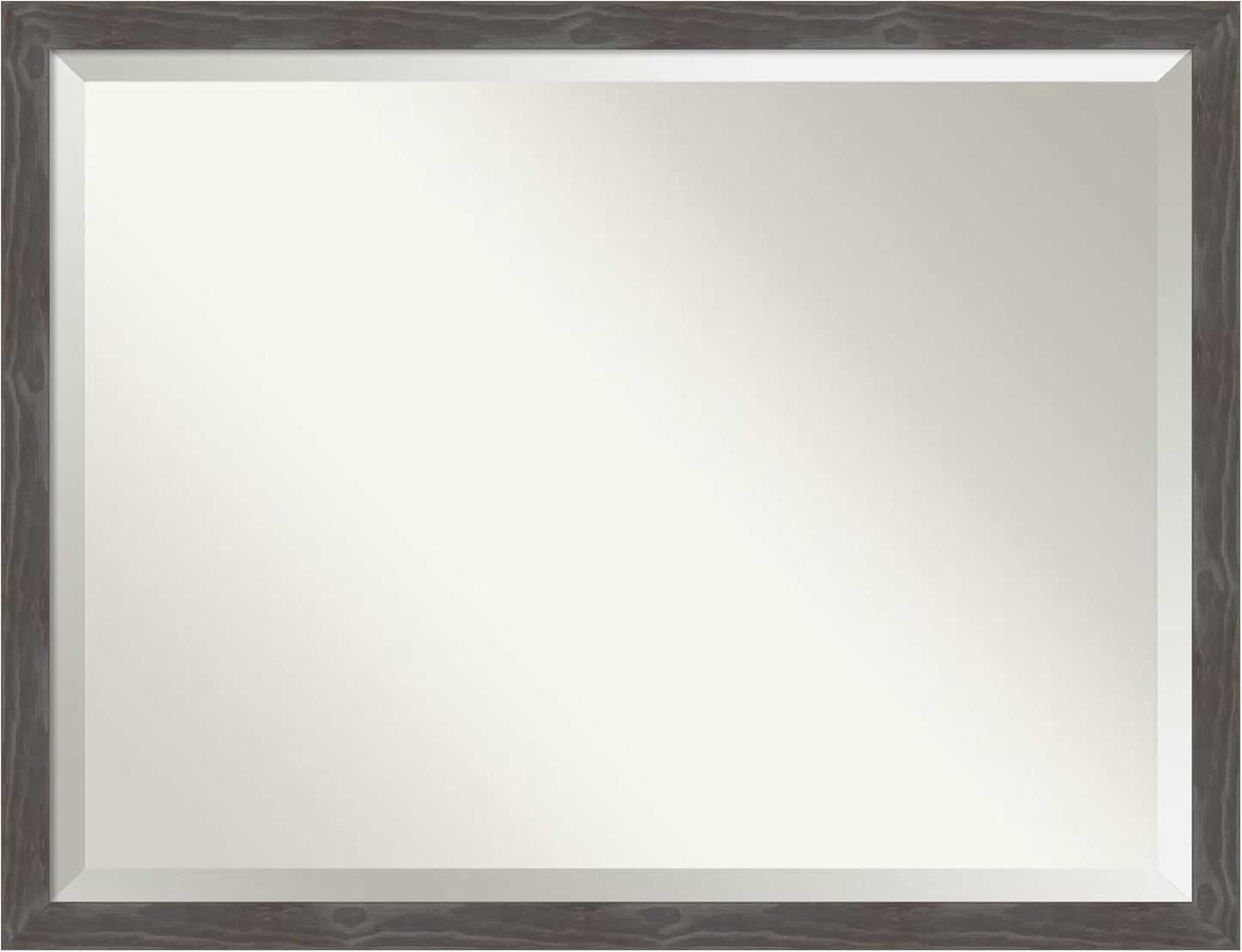 Amanti Art Grey Wall Mirror 33x43 Woodridge Rustic Grey Rectangle Bathroom Mirror for Wall Decor Living Room, X-Large Country Rustic Wood Frame, Hangs Horizonally and Vertically, Bathroom Decor,