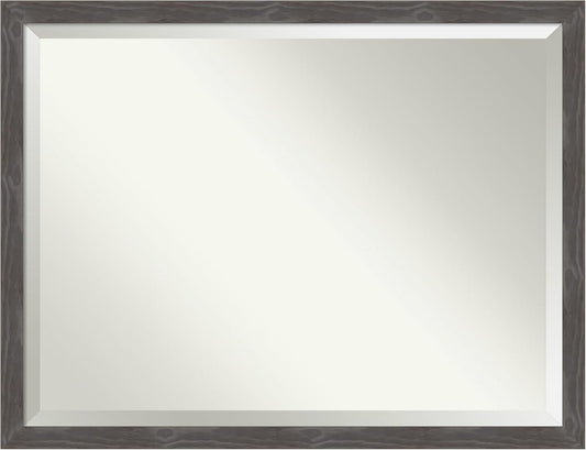 Amanti Art Grey Wall Mirror 33x43 Woodridge Rustic Grey Rectangle Bathroom Mirror for Wall Decor Living Room, X-Large Country Rustic Wood Frame, Hangs Horizonally and Vertically, Bathroom Decor,