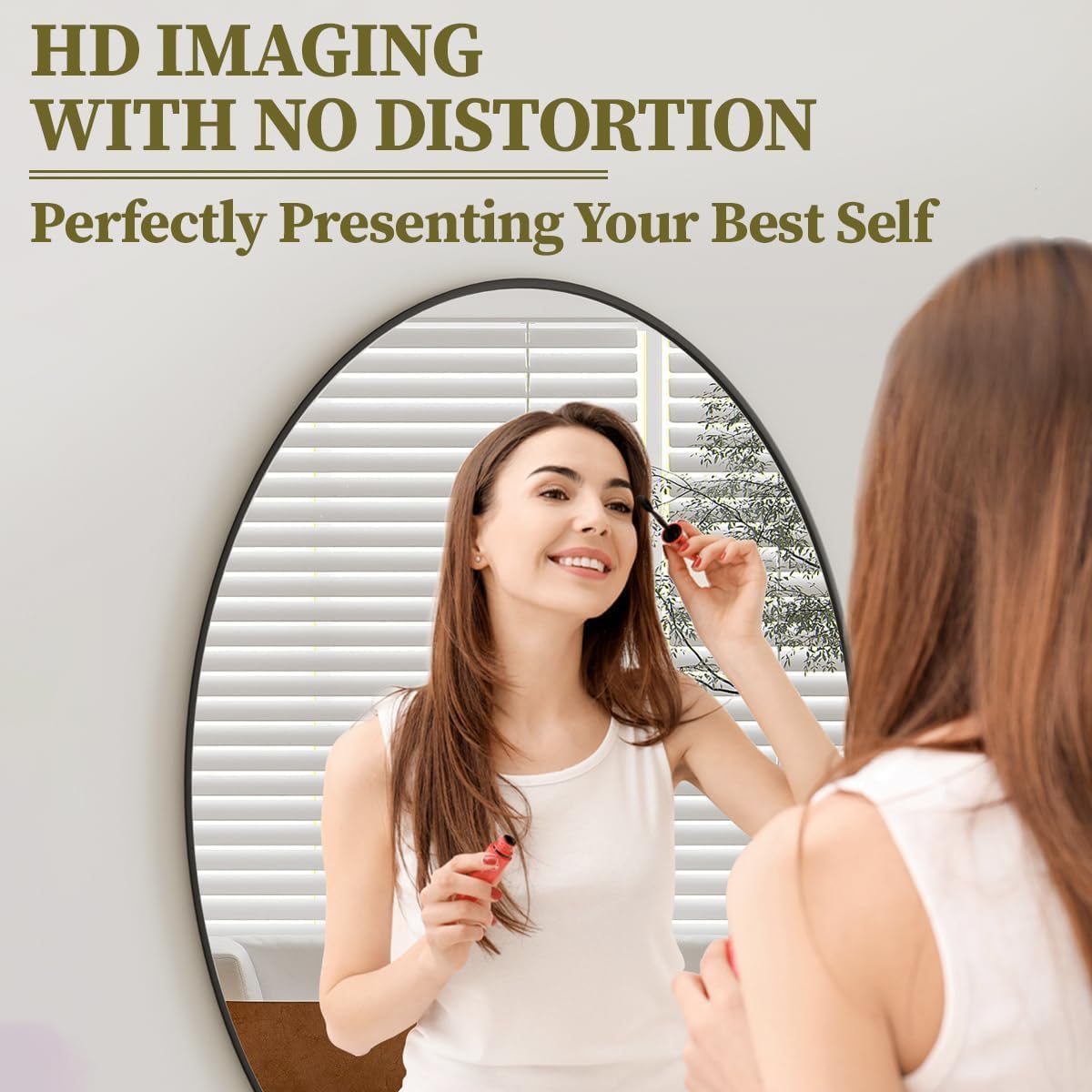 Koonmi Black Oval Bathroom Mirror, 24"x31" Bathroom Vanity Mirror, Oval Mirror for Bedroom Living Room Entryway, Hangs Horizontal or Vertical