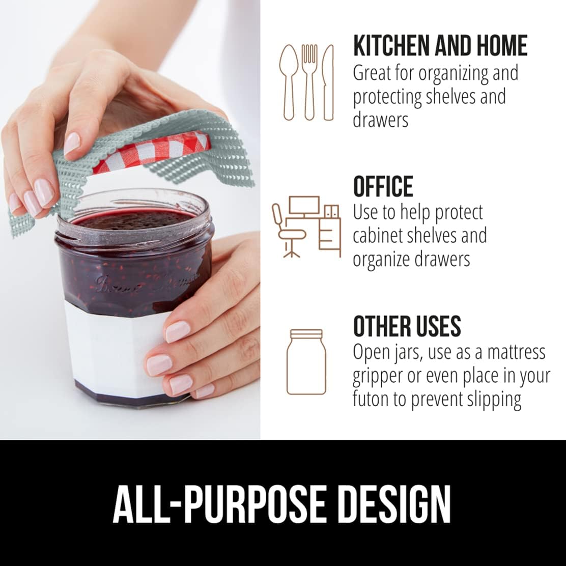 GORILLA GRIP powerGRIP Drawer Shelf and Cabinet Liner, Thick Strong Hold, Non-Adhesive Liners Protect Kitchen Cabinets and Cupboard, Bathroom Drawers, Easy Install, Breathable Mat, 12" x10', Spa Blue