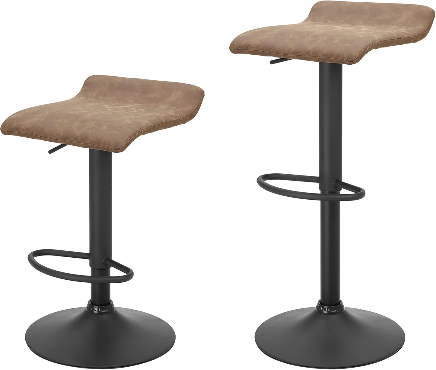 Finnhomy Set of 2 Adjustable Bar Stools, Swivel Barstools for Kitchen Counter Height Chair, Retro Brown