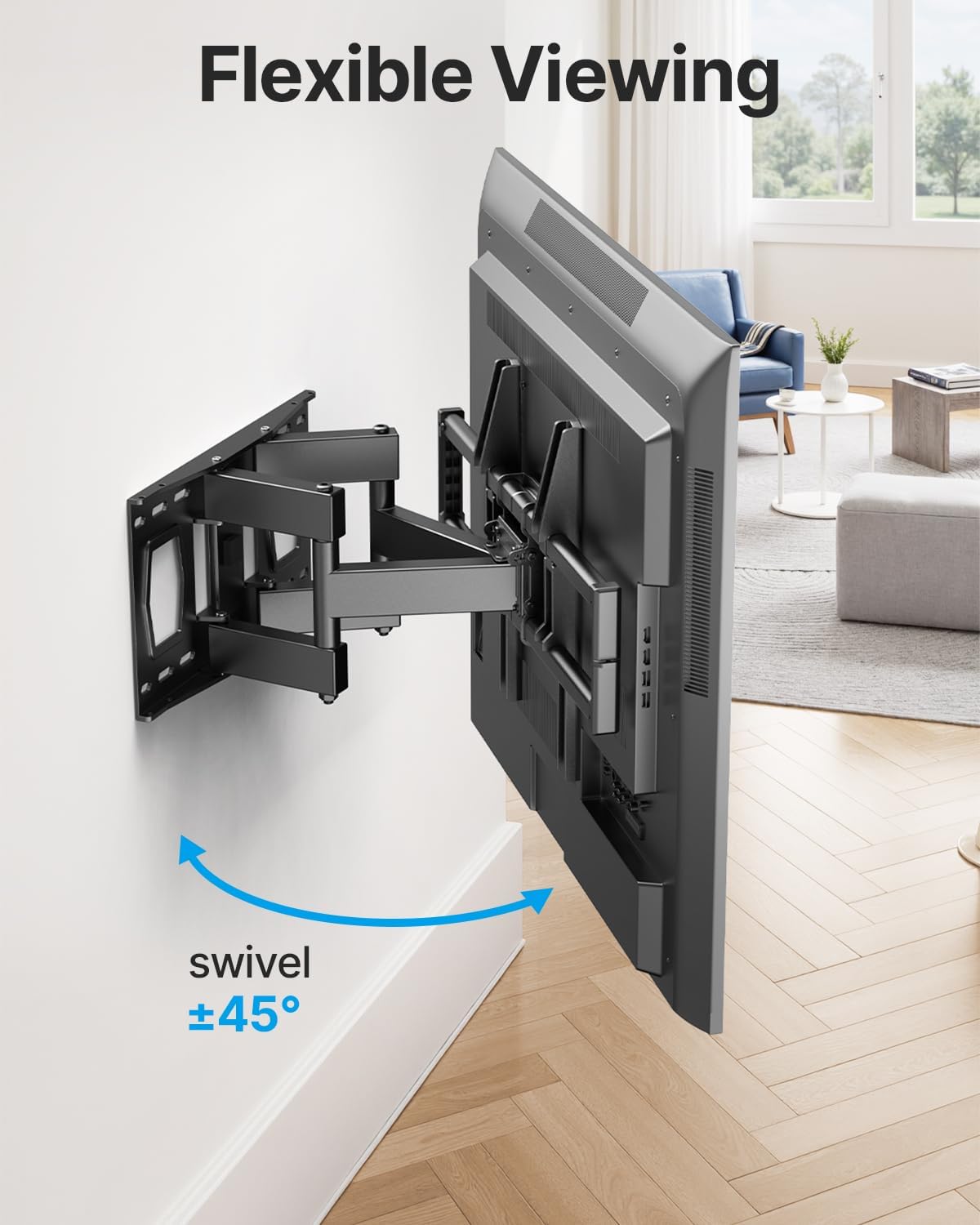Full Motion TV Wall Mount for 37-85 Inch TVs Mounts Up to 132lbs, Fit 16" Wood Stud, Max VESA 600x400mm, Swivel and Tilt Articulating Wall Mount TV Bracket,Fit Most 55+ 65 70 75 inch TVs