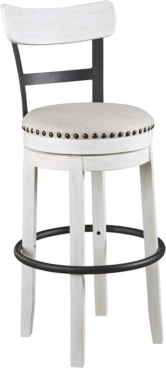 Signature Design by Ashley Valebeck 30" Modern Swivel Pub Height Barstool, Whitewash
