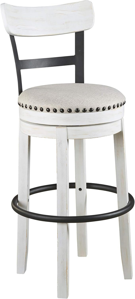 Signature Design by Ashley Valebeck 30" Modern Swivel Pub Height Barstool, Whitewash