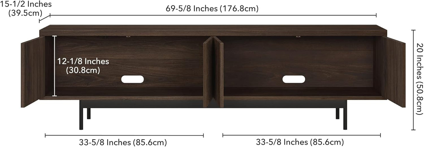 Henn&Hart Rectangular TV Stand for TV's up to 75" in Warm Brown, for Home, Living Room, Bedroom, Entertainment Room, Office