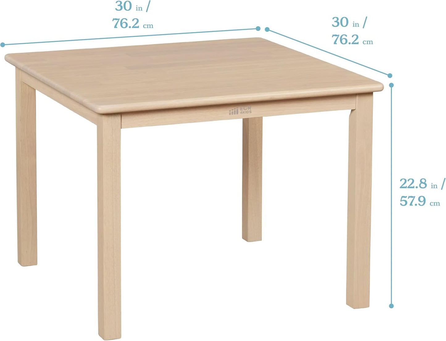 ECR4Kids 30in Square Hardwood Table with 22in Legs, Kids Furniture, Antique White