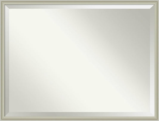 Amanti Art Silver Bathroom Mirror for Over Sink, 32x42 Florence Silver Rectangle Vanity Mirror, X-Large Casual Frame, Hangs Horizonally and Vertically, Bathroom Wall Decor, Beveled Edge from WI, USA