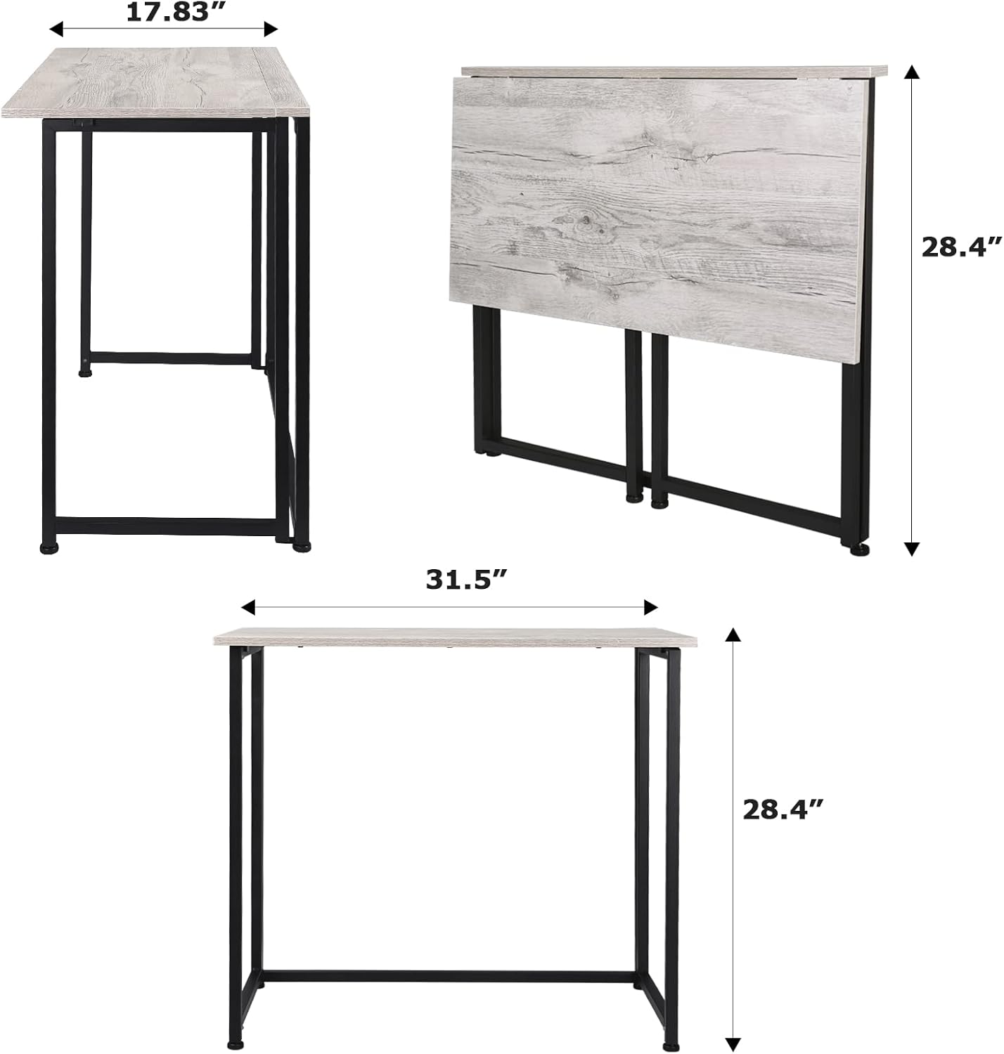 Leopard Outdoor Products Folding Computer Desk for Small Spaces, Space-Saving Home Office Desk, Foldable Laptop Table, Writing Desk, Compact Study Reading Table (Black/Greige)