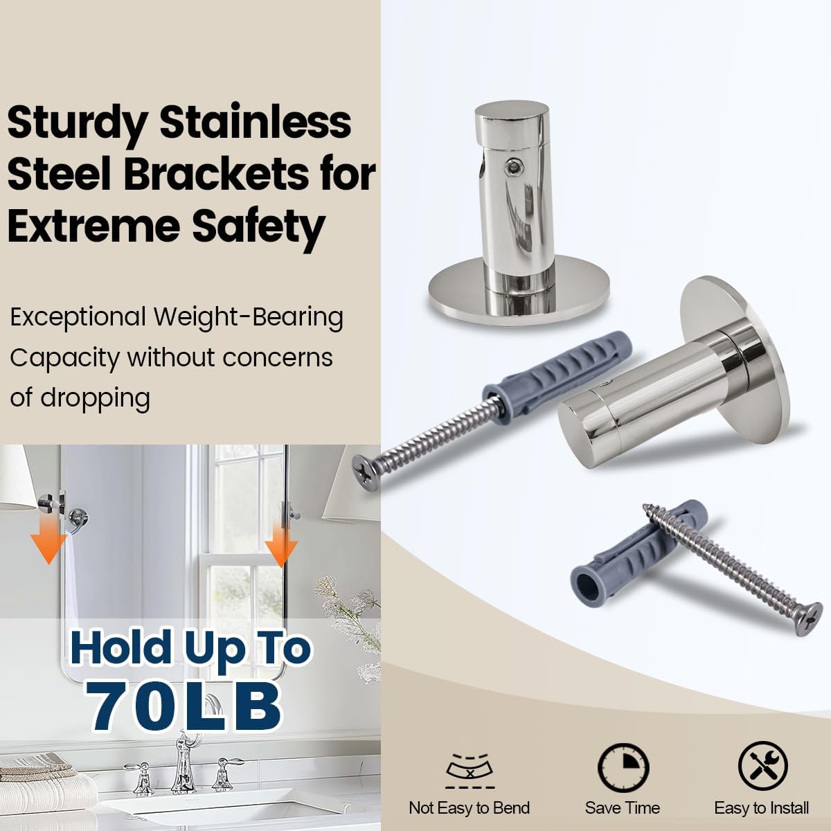 MOON MIRROR Chrome Pivot Rectangle Bathroom Mirror, Modern Tilt Rounded Rectangular Pivoting Vanity Mirrors for Wall, Stainless Steel Metal Polish Frame, Overall 32.33 x 36 in (Mirror 28x 36 in)