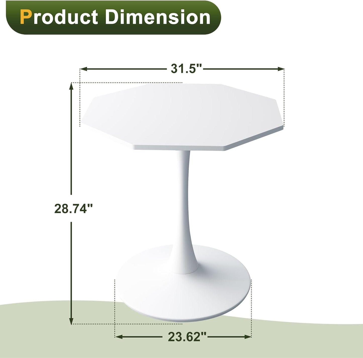 Dining Table for 2-4, 31.5" Kitchen Table Space Saving, Modern Tables for Dining Room, Living Room, Coffee Bar, White