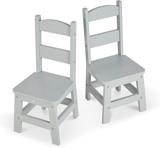 Melissa & Doug Wooden Chairs, Set of 2 - Gray Furniture for Playroom - Kids Wooden Chairs, Children's Wooden Playroom Furniture