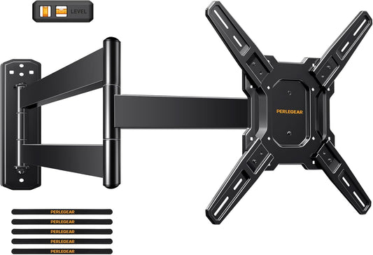 Perlegear Long Arm TV Wall Mount for 26-65 inch TVs up to 100 lbs, Corner TV Mount Bracket with 31.65” Extension, Swivel, Tilt Articulating Arms, Full Motion Wall Mount, Max VESA 400x400mm PGMF25B