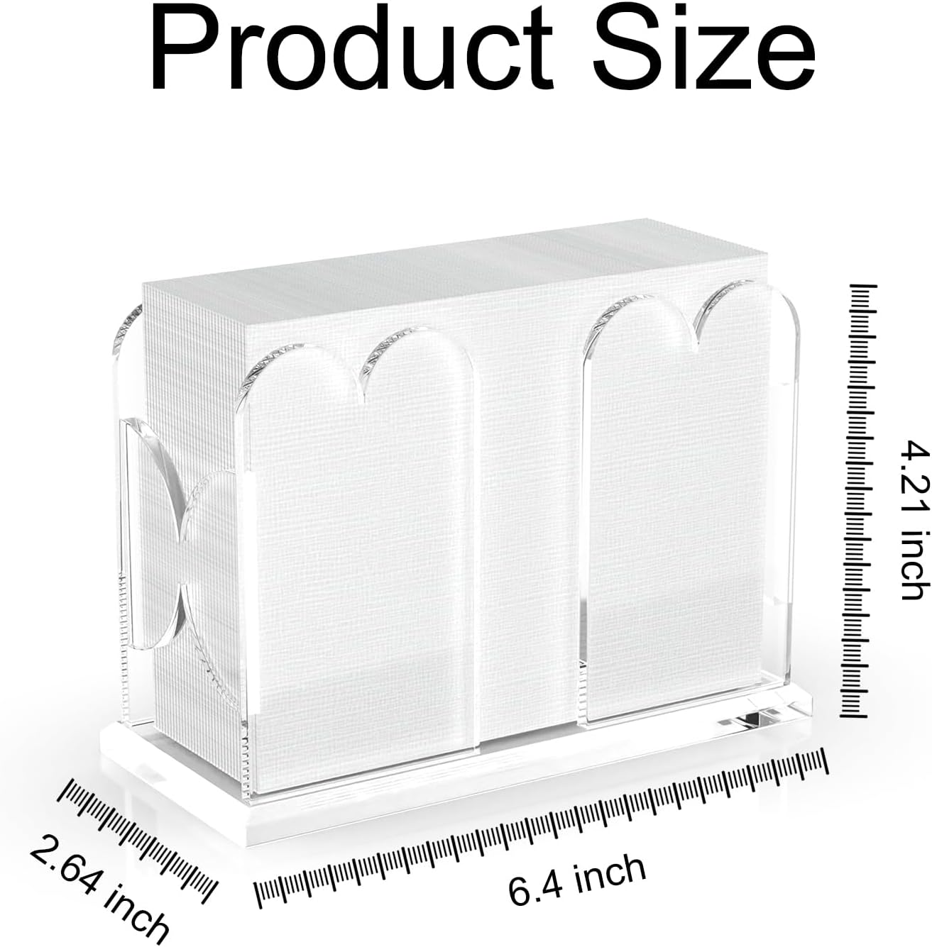 LUGUNU Acrylic Cocktail Napkin Holder-Clear Scalloped Napkin Dispenser for Bar,Bathroom, Kitchen, Dining Room–Stylish Freestanding Guest Towel Napkin Holder for Weddings, Hotels, and Home Decor