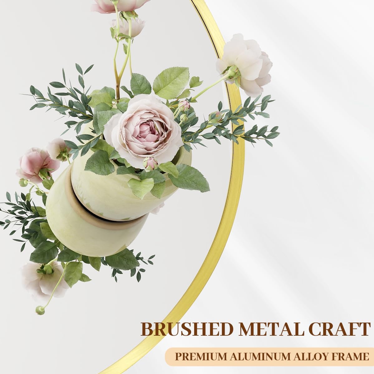 BEAUTYPEAK 32 Inch Round Mirror, Metal Frame Circle Mirror, Wall Mounted for Entryway, Bathroom, Vanity, Living Room, Gold