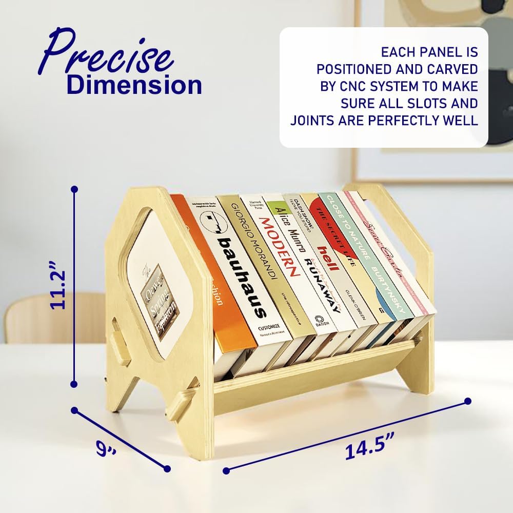 2 Pack Desktop Bookshelf, Stackable Book Organizer with Handle, Storage Rack for CD/Magazine/File Folder, Portable Small Bookshelf for Study, Living Room, Kid's Room, No Nails, Small Size