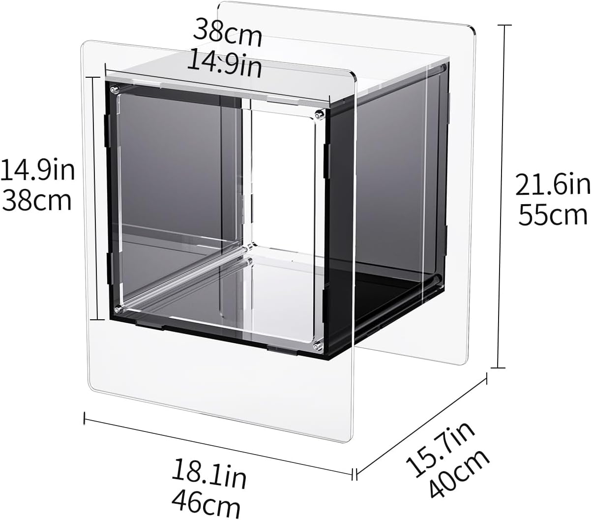 Acrylic Nightstand Colorful Bedside Table with Open Storage Shelf,Clear Side Table for Living Room (1, Black)