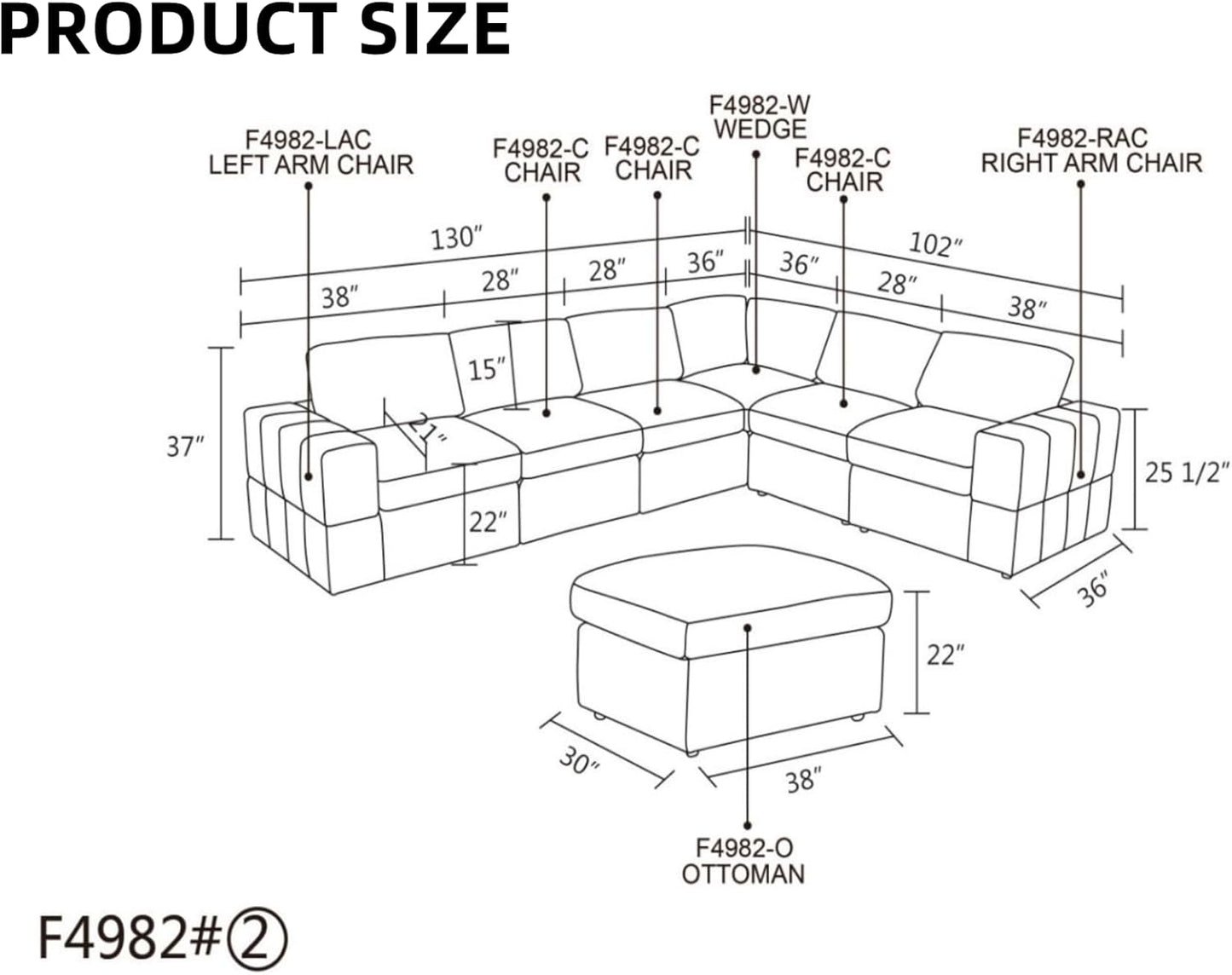 L Shaped Sectional Couches for Living Room, Modular Sectional Sofa with Ottoman & Chaise, Modern Lounge Couch Living Room Furniture for Adults, Dark Grey